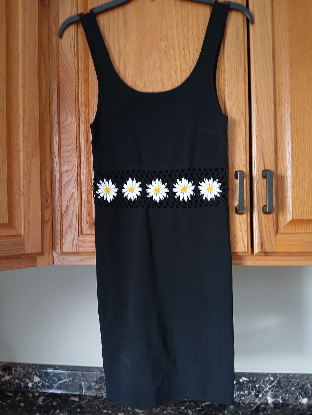 Forever 21 Black Tank Dress with White Daisy Trim